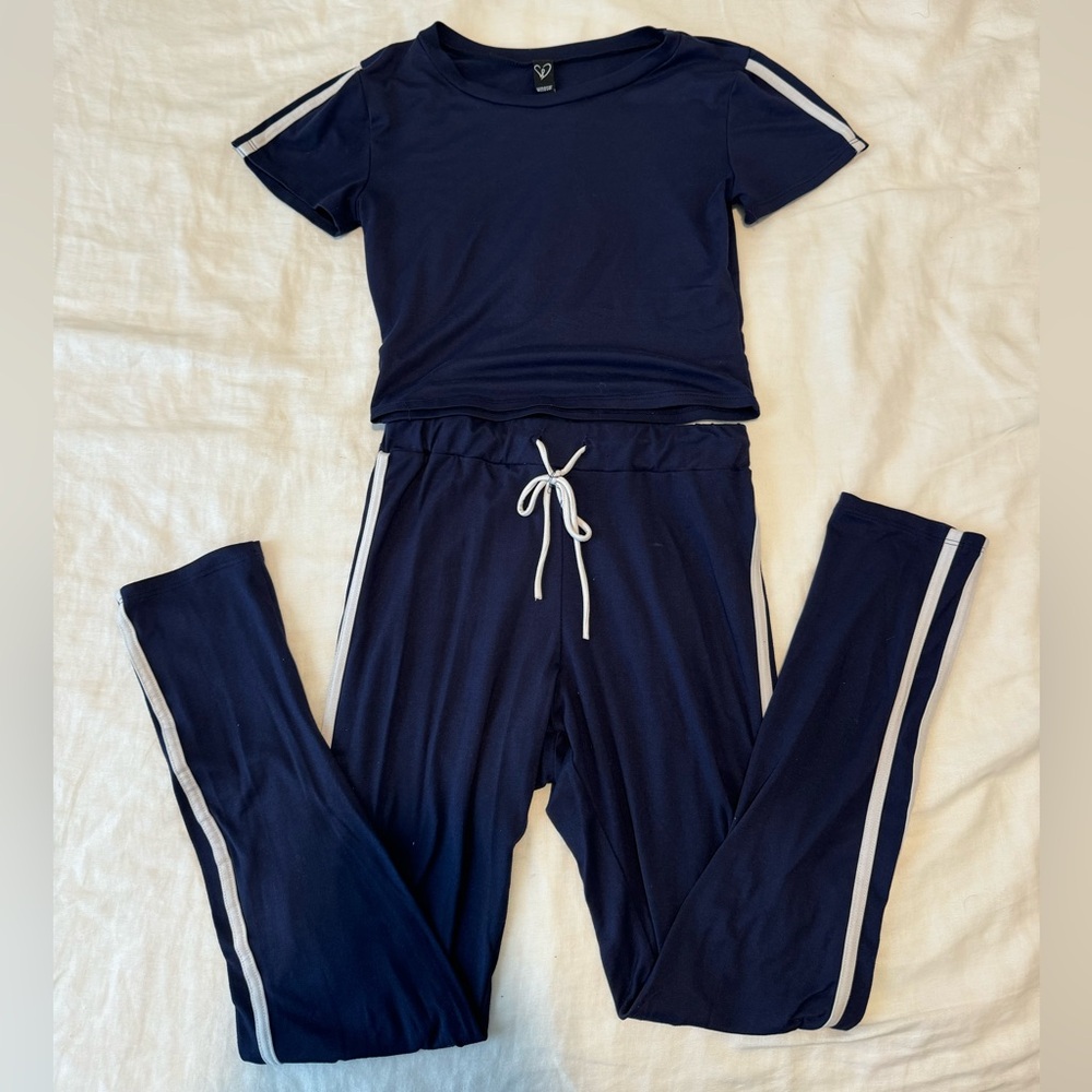 Windsor - Navy Blue Two-Piece Lounge Set
